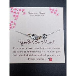 925 Silver Bracelet Featuring Ladybugs and Gold-Tone Butterflies